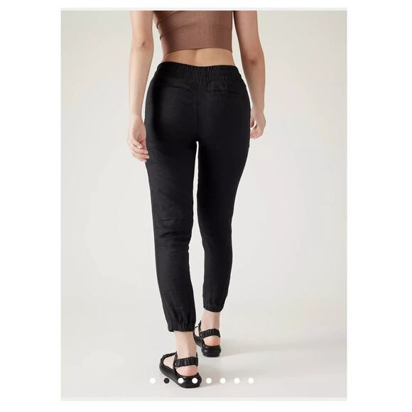Athleta Cabo Linen Jogger Pant Faded Black Zip Pocket Pants Women's Size 8 - Picture 7 of 13